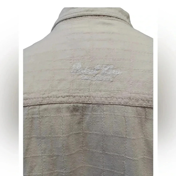 Point Zero Linen Blend Beige Short Sleeve  Button Down Shirt Size Large - Picture 5 of 11